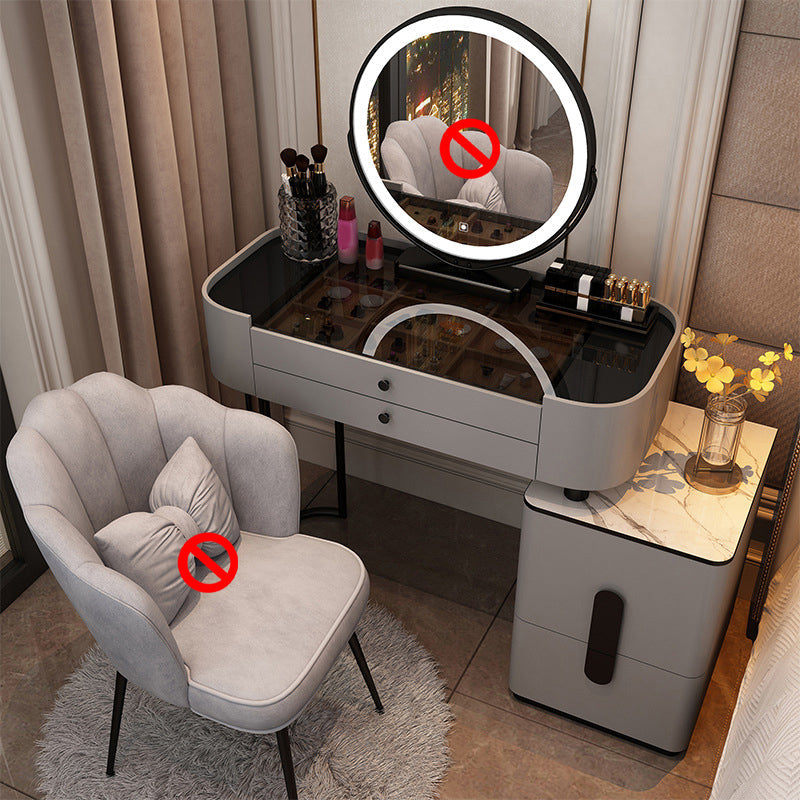 Tavolo da toeletta da vanità in vetro 15,74 "tavoli da vanità larghi con 5 cassetti