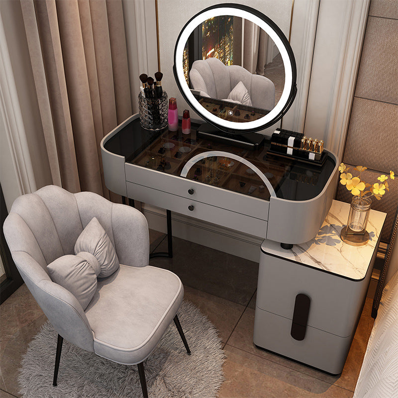 Tavolo da toeletta da vanità in vetro 15,74 "tavoli da vanità larghi con 5 cassetti