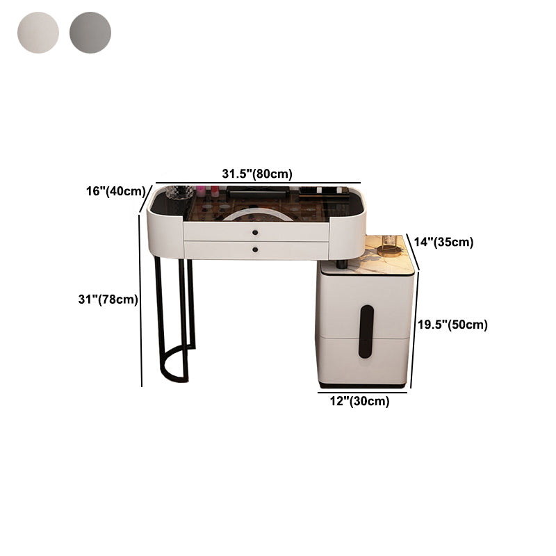 Tavolo da toeletta da vanità in vetro 15,74 "tavoli da vanità larghi con 5 cassetti