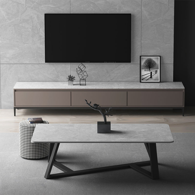 Tavolino rettangolare in ardesia tavolino in metallo tavolo da cocktail in bianco e grigio