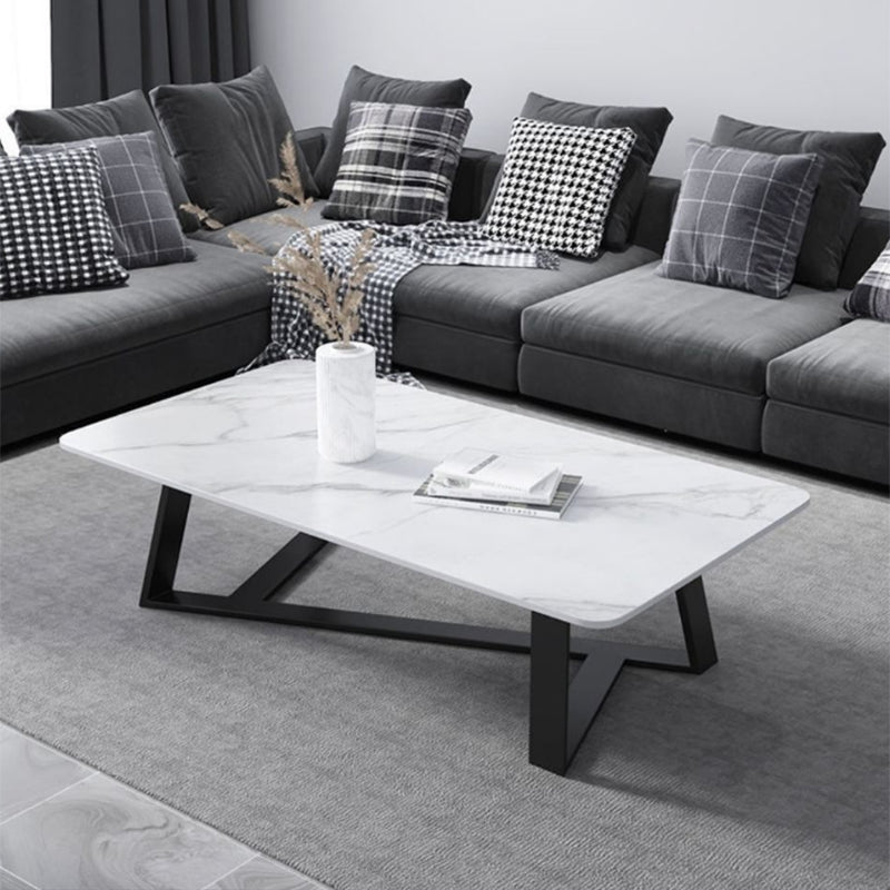 Tavolino rettangolare in ardesia tavolino in metallo tavolo da cocktail in bianco e grigio