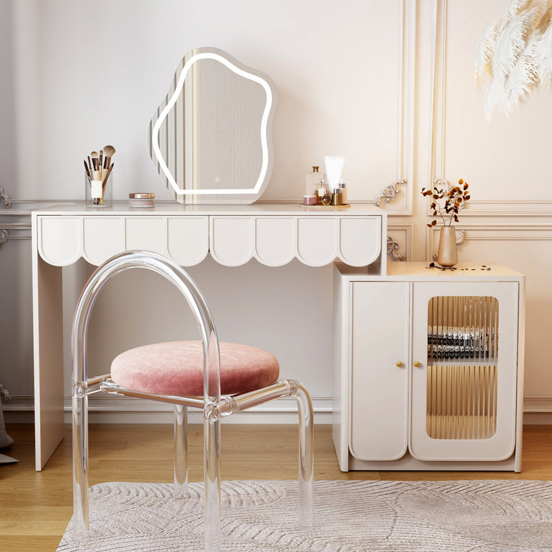 White Makeup Vanity Desk Modern Vanity Tables with Drawer, 29.52" High Clearhalo 'Bedroom Furniture' 'furn' 'furn_makeup_vanities' 'Furniture' 'Makeup Vanities' 'makeup_vanities' 6055557