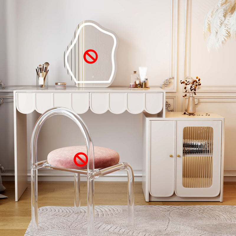 White Makeup Vanity Desk Modern Vanity Tables with Drawer, 29.52" High 47"L x 16"W x 30"H Clearhalo 'Bedroom Furniture' 'furn' 'furn_makeup_vanities' 'Furniture' 'Makeup Vanities' 'makeup_vanities' 6055558