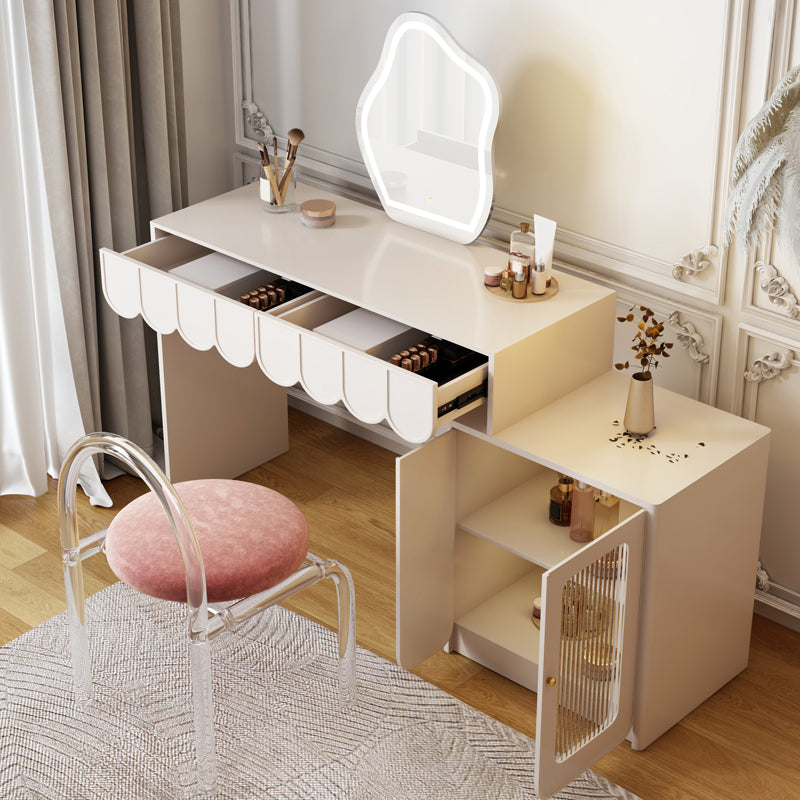 White Makeup Vanity Desk Modern Vanity Tables with Drawer, 29.52" High Clearhalo 'Bedroom Furniture' 'furn' 'furn_makeup_vanities' 'Furniture' 'Makeup Vanities' 'makeup_vanities' 6055559