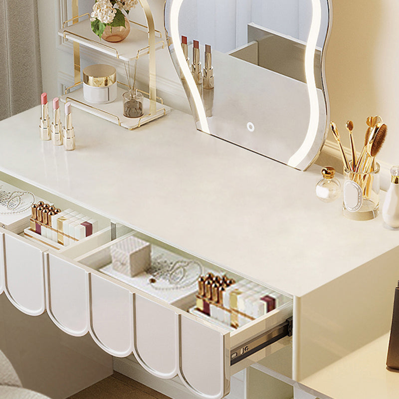 White Makeup Vanity Desk Modern Vanity Tables with Drawer, 29.52" High Clearhalo 'Bedroom Furniture' 'furn' 'furn_makeup_vanities' 'Furniture' 'Makeup Vanities' 'makeup_vanities' 6055563