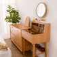 Descripción de tocador de maquillaje marrón 54.33 "Tablas de tocador alto con cajón