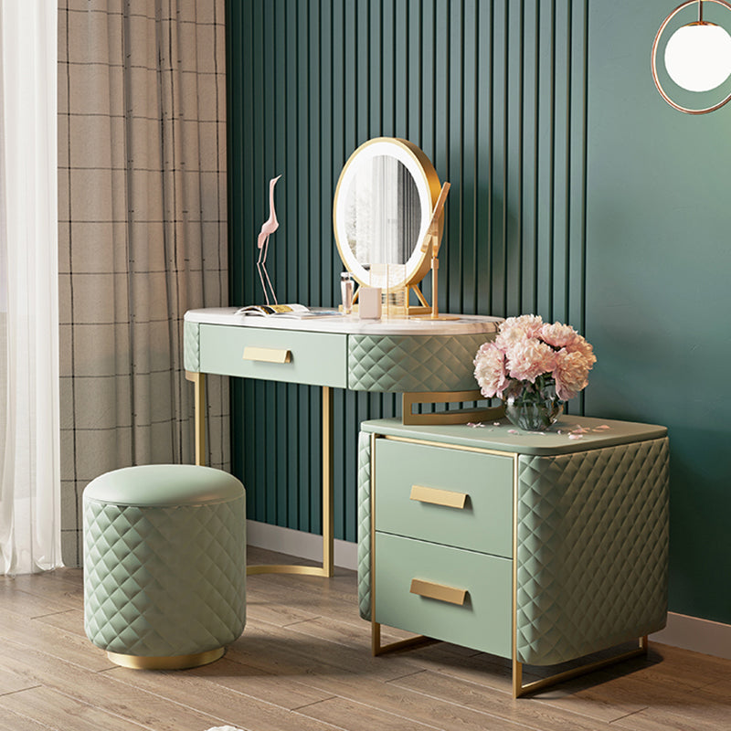 Green Makeup Vanity Desk 30.31" High Vanity Tables with 3 Drawer Clearhalo 'Bedroom Furniture' 'furn' 'furn_makeup_vanities' 'Furniture' 'Makeup Vanities' 'makeup_vanities' 6055586