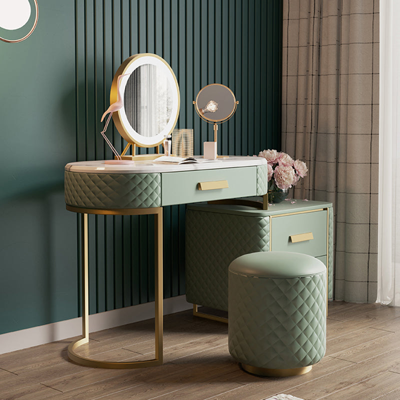 Green Makeup Vanity Desk 30.31" High Vanity Tables with 3 Drawer Clearhalo 'Bedroom Furniture' 'furn' 'furn_makeup_vanities' 'Furniture' 'Makeup Vanities' 'makeup_vanities' 6055587
