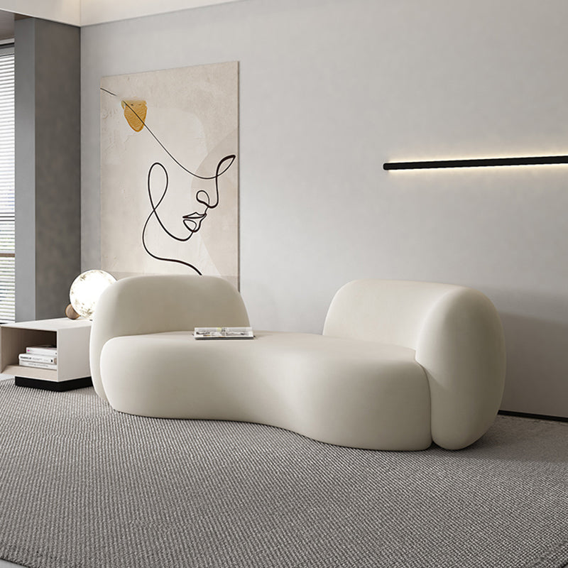 現代の白いマイクロファイバー29.52 "H湾曲したタキシードアームソファ