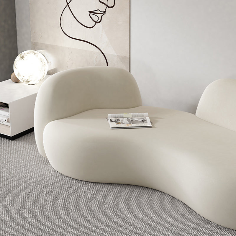 現代の白いマイクロファイバー29.52 "H湾曲したタキシードアームソファ