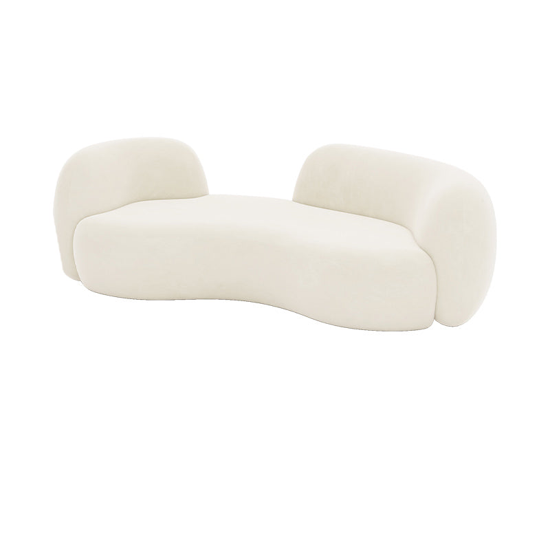 現代の白いマイクロファイバー29.52 "H湾曲したタキシードアームソファ