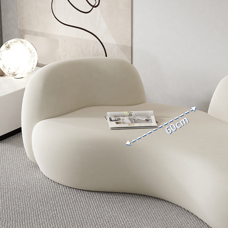 現代の白いマイクロファイバー29.52 "H湾曲したタキシードアームソファ