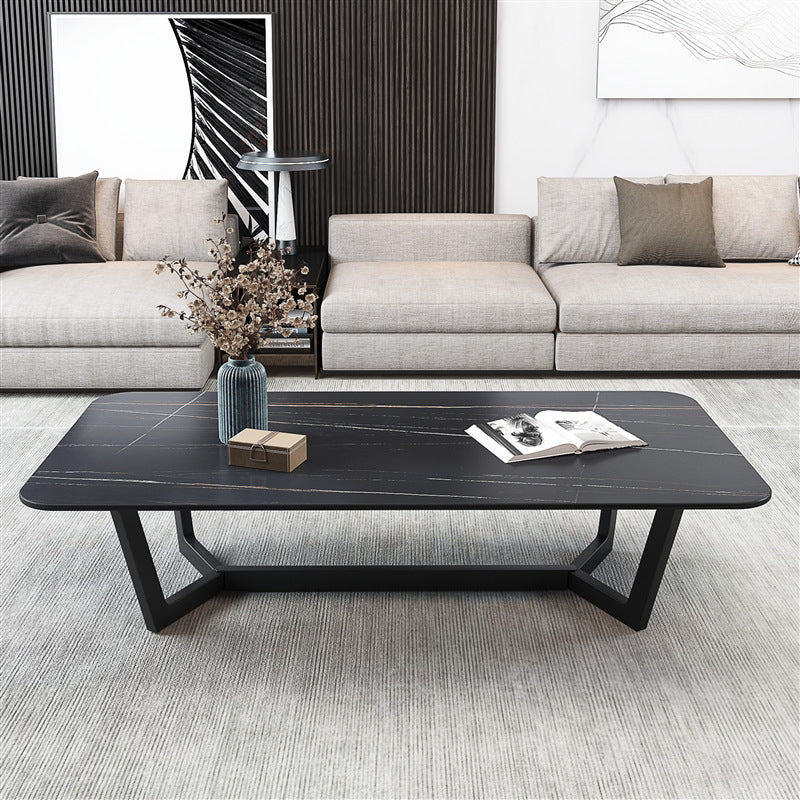 Trestle 1 tavolino da caffè singolo 17,7 "H tavolo da cocktail in ardesia rettangolare