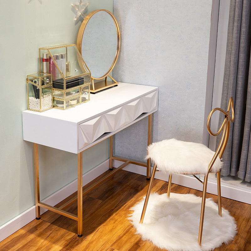 15,74 "tavoli da vanità per vanità per trucco largo con 2 cassetti, bianco brillante