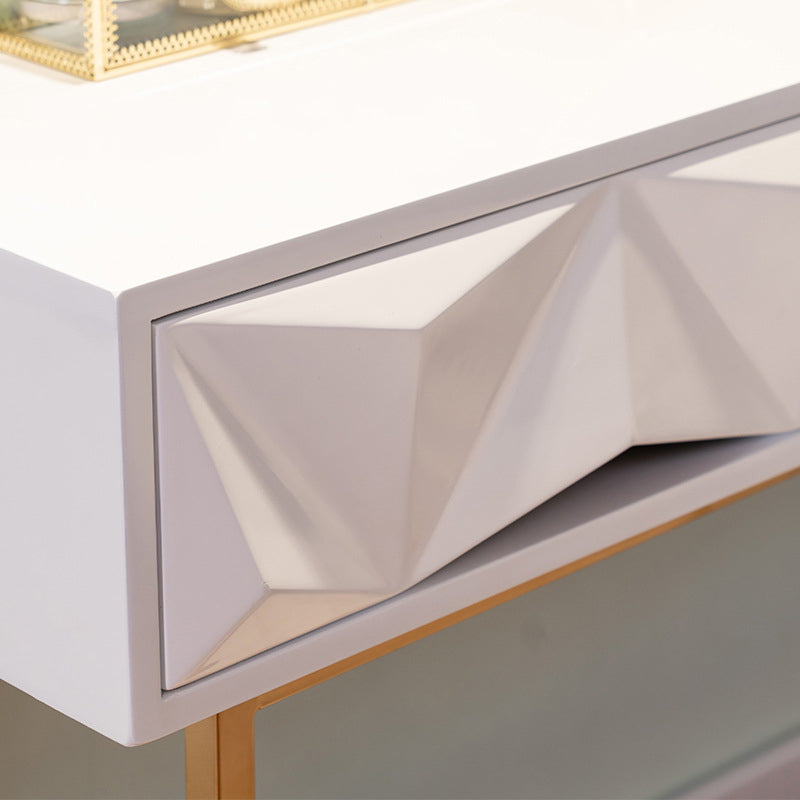 15,74 "tavoli da vanità per vanità per trucco largo con 2 cassetti, bianco brillante