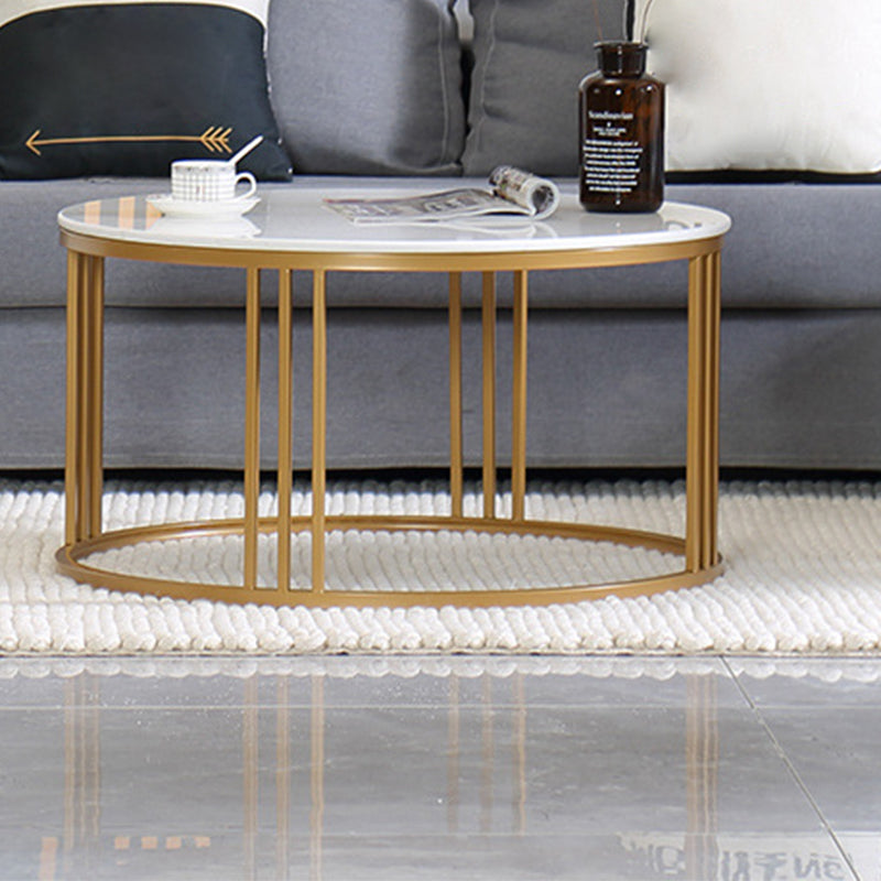 Metal Glam Fram Gold Base Coffee Table Stone Top Cocktail Table 39.5"L x 39.5"W x 16.5"H Clearhalo 'Coffee & Accent Tables' 'Coffee Tables' 'coffee_tables' 'furn' 'furn_coffee_tables' 'Furniture' 'Living Room Furniture' 6055715