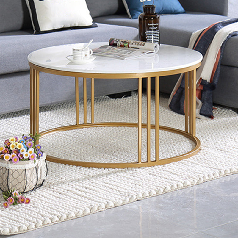 Metal Glam Fram Gold Base Coffee Table Stone Top Cocktail Table Clearhalo 'Coffee & Accent Tables' 'Coffee Tables' 'coffee_tables' 'furn' 'furn_coffee_tables' 'Furniture' 'Living Room Furniture' 6055716
