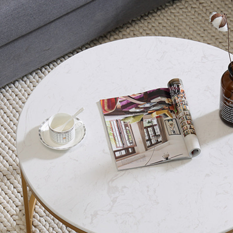 Metal Glam Fram Gold Base Coffee Table Stone Top Cocktail Table Clearhalo 'Coffee & Accent Tables' 'Coffee Tables' 'coffee_tables' 'furn' 'furn_coffee_tables' 'Furniture' 'Living Room Furniture' 6055721