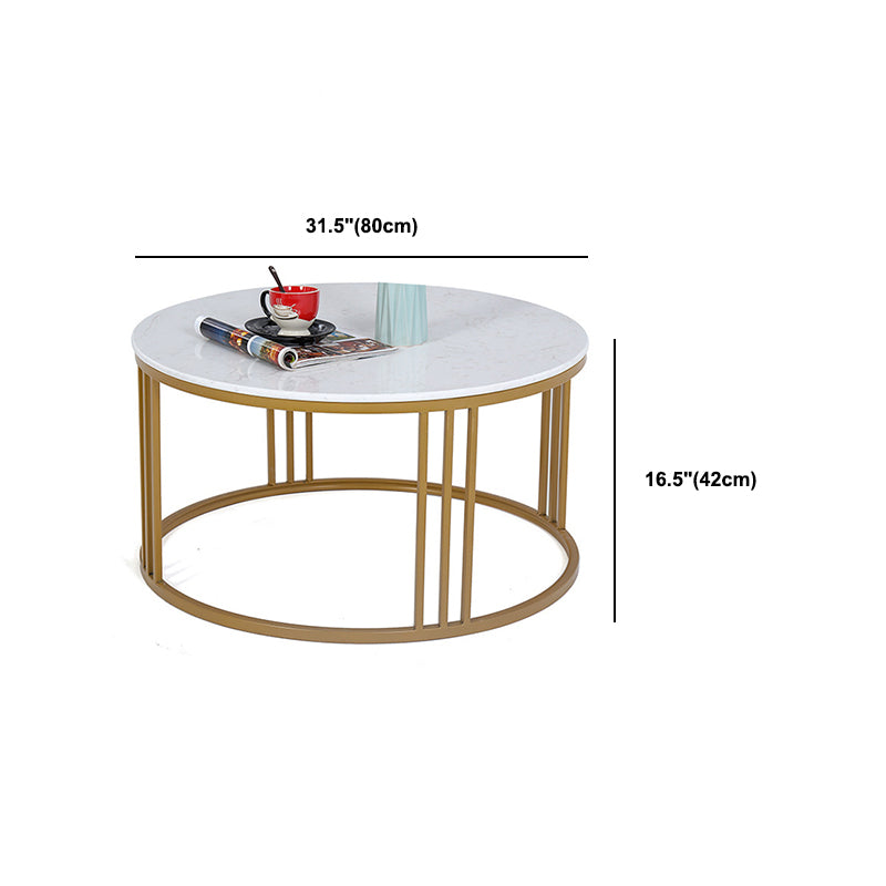 Metal Glam Fram Gold Base Coffee Table Stone Top Cocktail Table Clearhalo 'Coffee & Accent Tables' 'Coffee Tables' 'coffee_tables' 'furn' 'furn_coffee_tables' 'Furniture' 'Living Room Furniture' 6055723