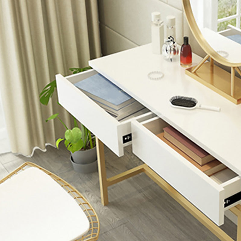 Bright White Makeup Vanity Desk 15.74" Wide Vanity Tables with 2 Storage Drawers Clearhalo 'Bedroom Furniture' 'furn' 'furn_makeup_vanities' 'Furniture' 'Makeup Vanities' 'makeup_vanities' 6055733