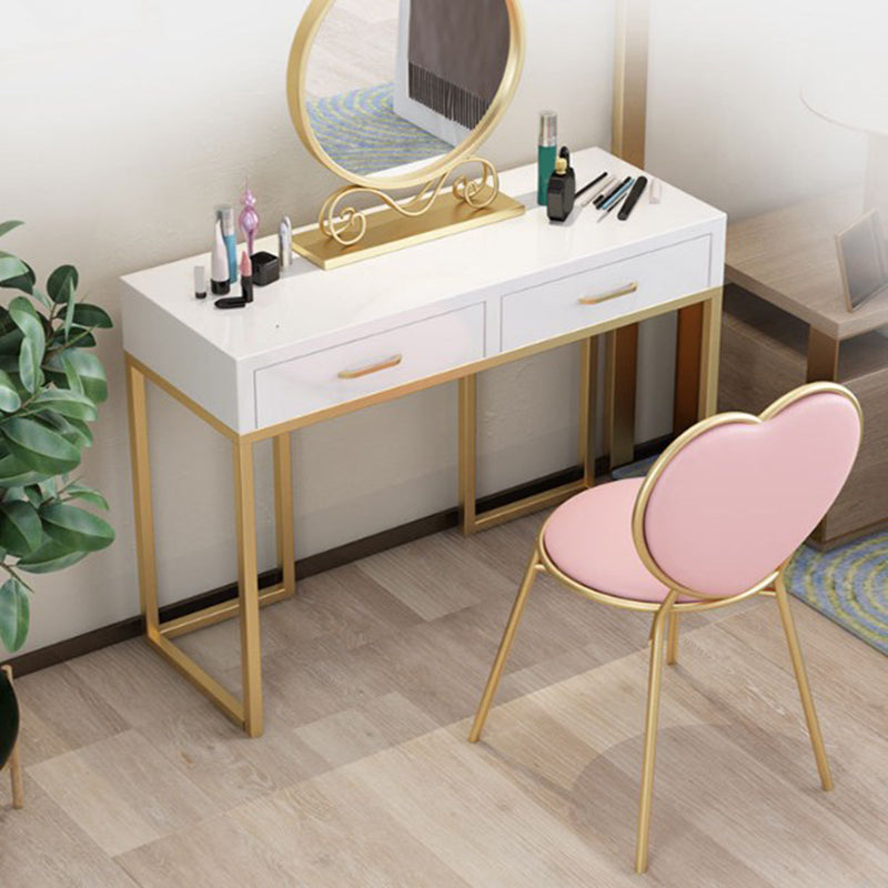 Contador de maquillaje blanco brillante 15.74 "Tablas de tocador de ancho con cajones de almacenamiento