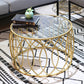 Glass Top Coffee Table Round Shape Frame Base Cocktail Table