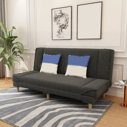 31.5 " H Contemporary Linen Armless Convertible Sleeper Sofa Black Clearhalo 'furn' 'furn_sofas' 'Furniture' 'Living Room Furniture' 'Sofa' 'sofas' 6055819