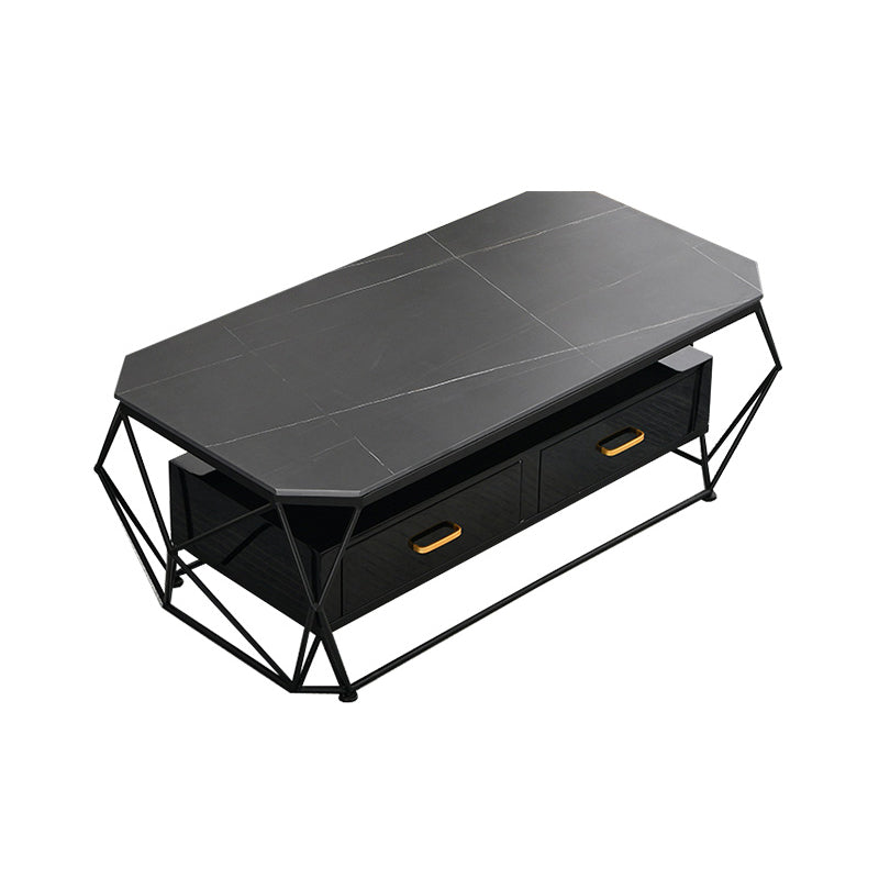 Tavolino geometrico in ardesia 2 cassetti Tavolo da cocktail - 17,7 "H