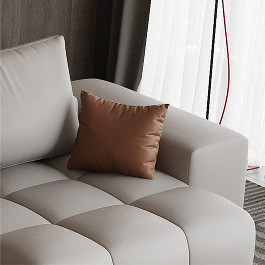 Divano a livello sezionale in pelle marrone a 4 posti sezionale con cuscini