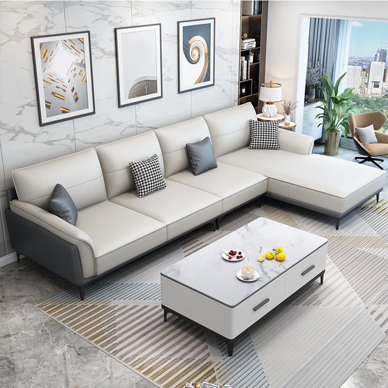 Pain en cuir en cuir canapé sectionnel canapé à bras évasé et chaise