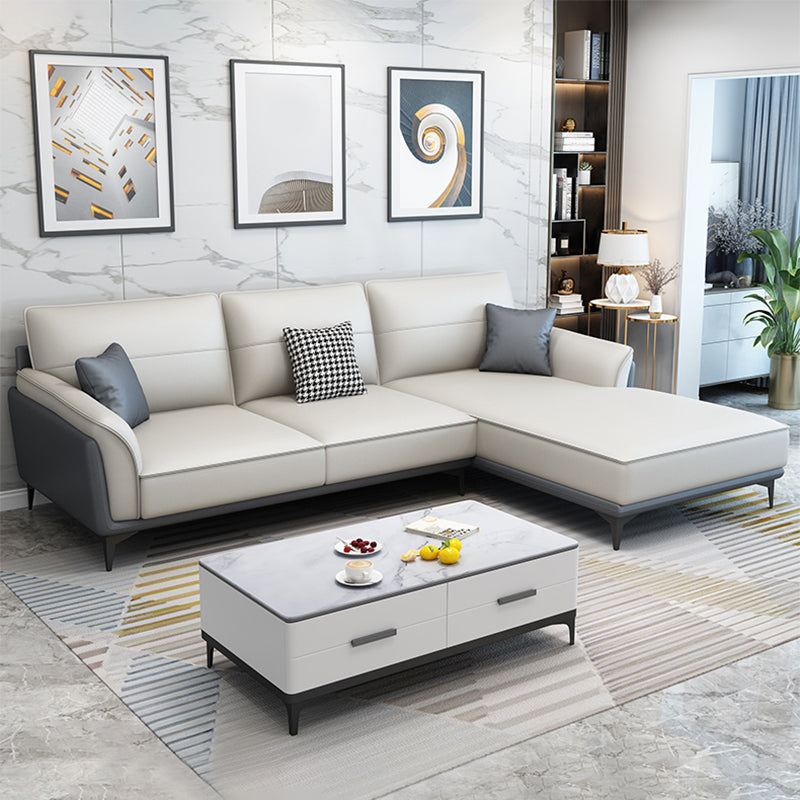 Pain en cuir en cuir canapé sectionnel canapé à bras évasé et chaise