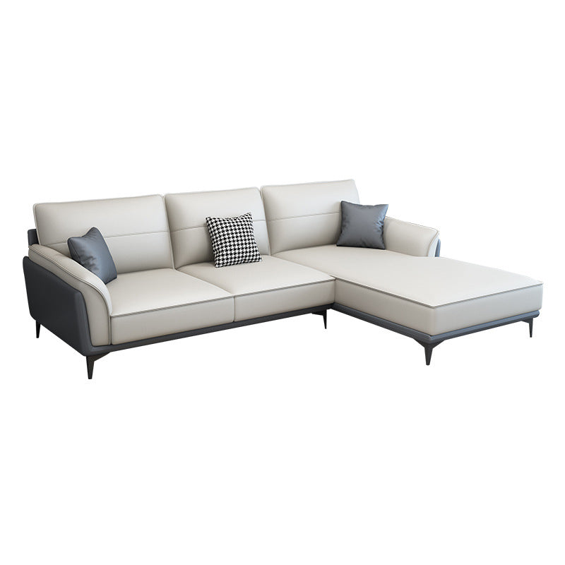 Pain en cuir en cuir canapé sectionnel canapé à bras évasé et chaise