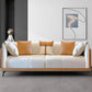 29.5" H Contemporary Faux Leather Pillow Top Arm Sofa for Living Room 86.6"L x 37.4"W x 29.5"H Orange White Clearhalo 'furn' 'furn_sofas' 'Furniture' 'Living Room Furniture' 'Sofa' 'sofas' 6055944
