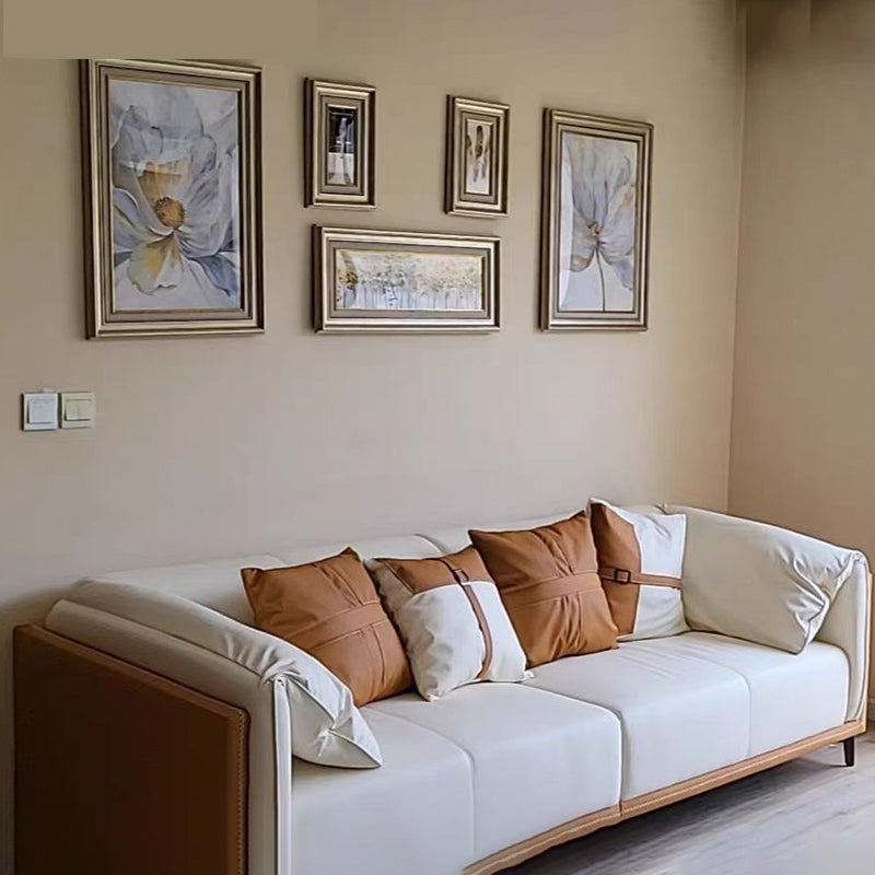 29.5" H Contemporary Faux Leather Pillow Top Arm Sofa for Living Room Clearhalo 'furn' 'furn_sofas' 'Furniture' 'Living Room Furniture' 'Sofa' 'sofas' 6055955