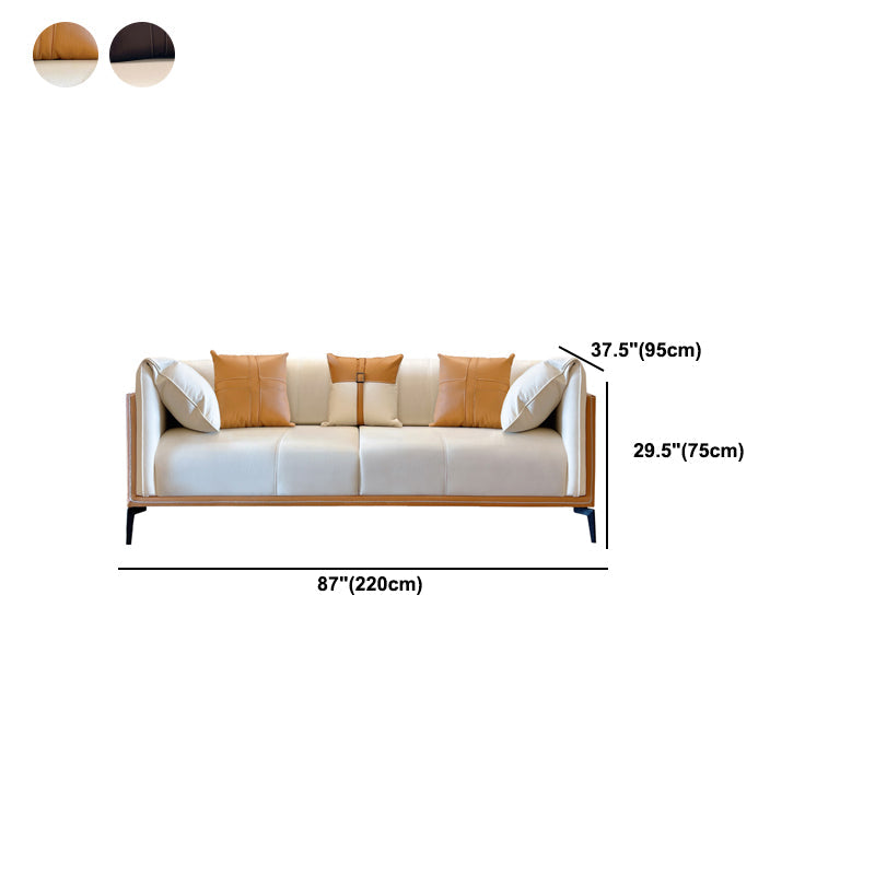 29.5" H Contemporary Faux Leather Pillow Top Arm Sofa for Living Room Clearhalo 'furn' 'furn_sofas' 'Furniture' 'Living Room Furniture' 'Sofa' 'sofas' 6055957
