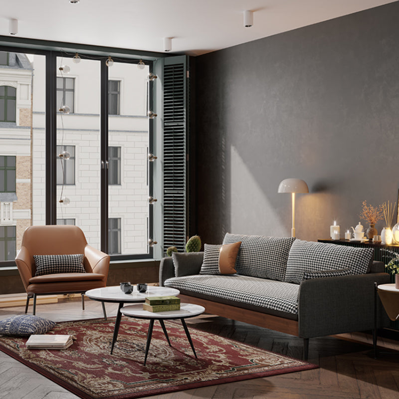 29.9" H Contemporary Linen Blend Square Arm Sofa for Living Room Clearhalo 'furn' 'furn_sofas' 'Furniture' 'Living Room Furniture' 'Sofa' 'sofas' 6055991