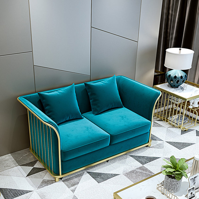 27.5" H Contemporary Velvet Tuxedo Arm Sofa with Pillows for Living Room