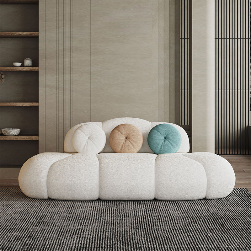 29.5 "H Sofá sin almohada de almohada de lana blanca contemporánea para el brazo para el brazo para apartamento