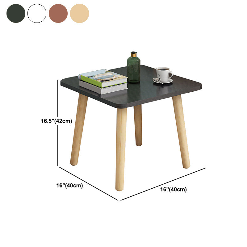 Tabla de extremo cuadrada contemporánea 4 Piernas Mesa lateral de madera maciza, 16.5 "de alto