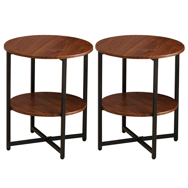 Contemporary Cross Legs End Table Round Double Tier End Table
