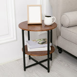 Contemporary Cross Legs End Table Round Double Tier End Table