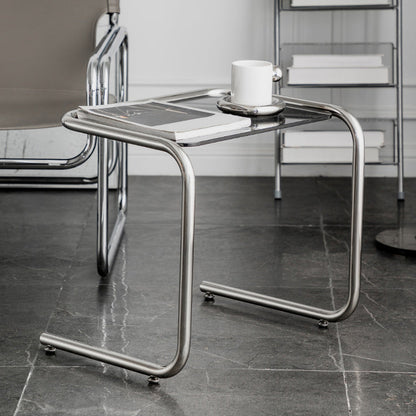 Tavolo da corner in vetro modernistico in vetro in metallo c laterale per soggiorno
