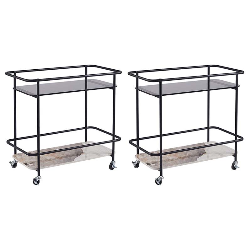 Contemporary Rectangular/Round Side End Table Glass Top Corner Table 2 Rectangular Clearhalo 'Coffee & Accent Tables' 'End & Side Tables' 'end_side_tables' 'furn' 'furn_end_side_tables' 'Furniture' 'Living Room Furniture' 6056411