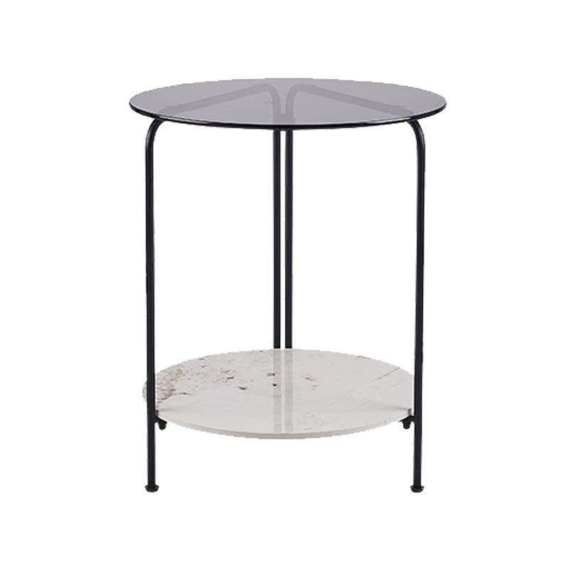 Contemporary Rectangular/Round Side End Table Glass Top Corner Table Clearhalo 'Coffee & Accent Tables' 'End & Side Tables' 'end_side_tables' 'furn' 'furn_end_side_tables' 'Furniture' 'Living Room Furniture' 6056416
