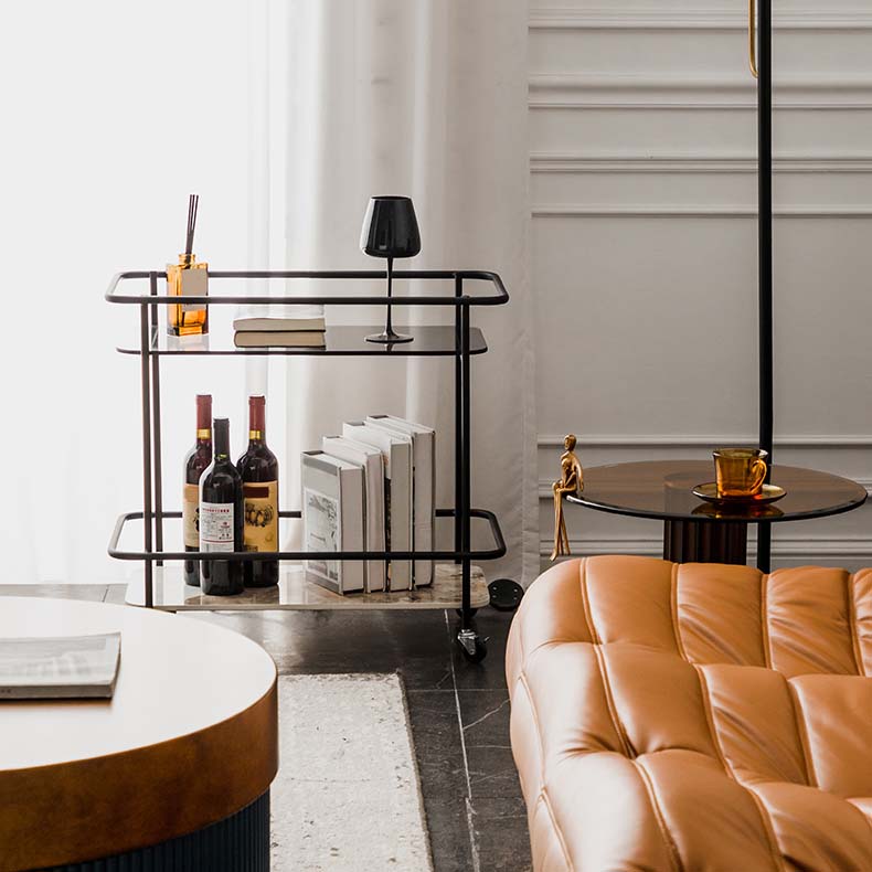 Contemporary Rectangular/Round Side End Table Glass Top Corner Table Clearhalo 'Coffee & Accent Tables' 'End & Side Tables' 'end_side_tables' 'furn' 'furn_end_side_tables' 'Furniture' 'Living Room Furniture' 6056424