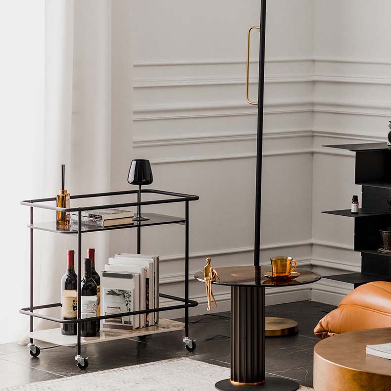 Contemporary Rectangular/Round Side End Table Glass Top Corner Table Clearhalo 'Coffee & Accent Tables' 'End & Side Tables' 'end_side_tables' 'furn' 'furn_end_side_tables' 'Furniture' 'Living Room Furniture' 6056425