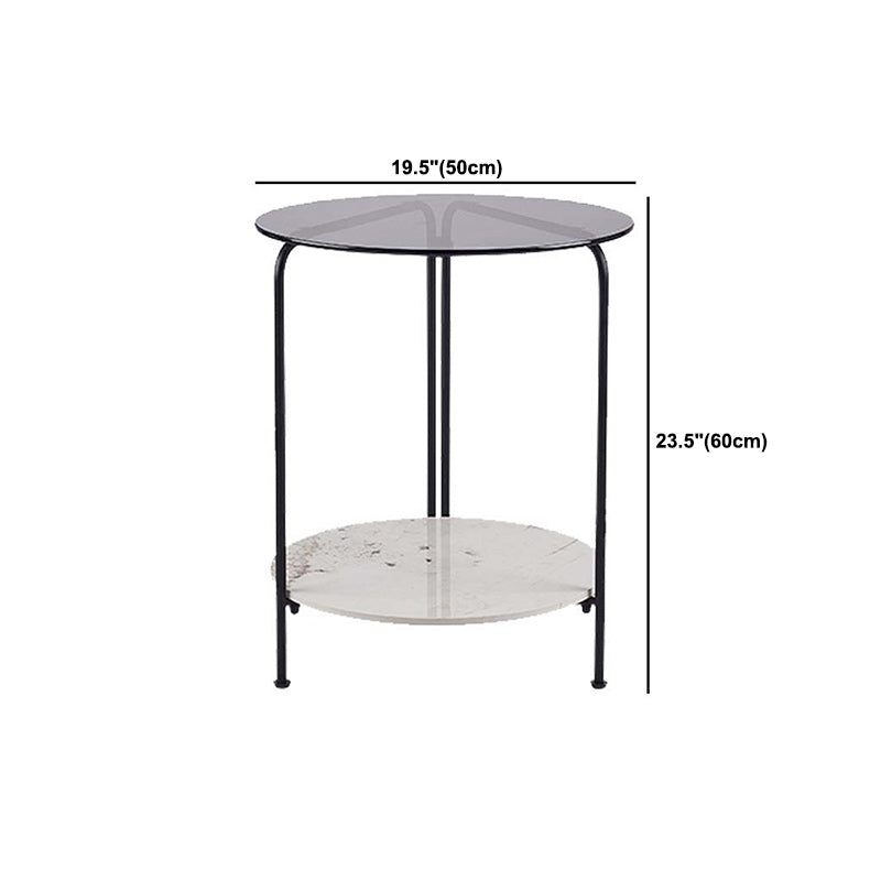 Contemporary Rectangular/Round Side End Table Glass Top Corner Table Clearhalo 'Coffee & Accent Tables' 'End & Side Tables' 'end_side_tables' 'furn' 'furn_end_side_tables' 'Furniture' 'Living Room Furniture' 6056426