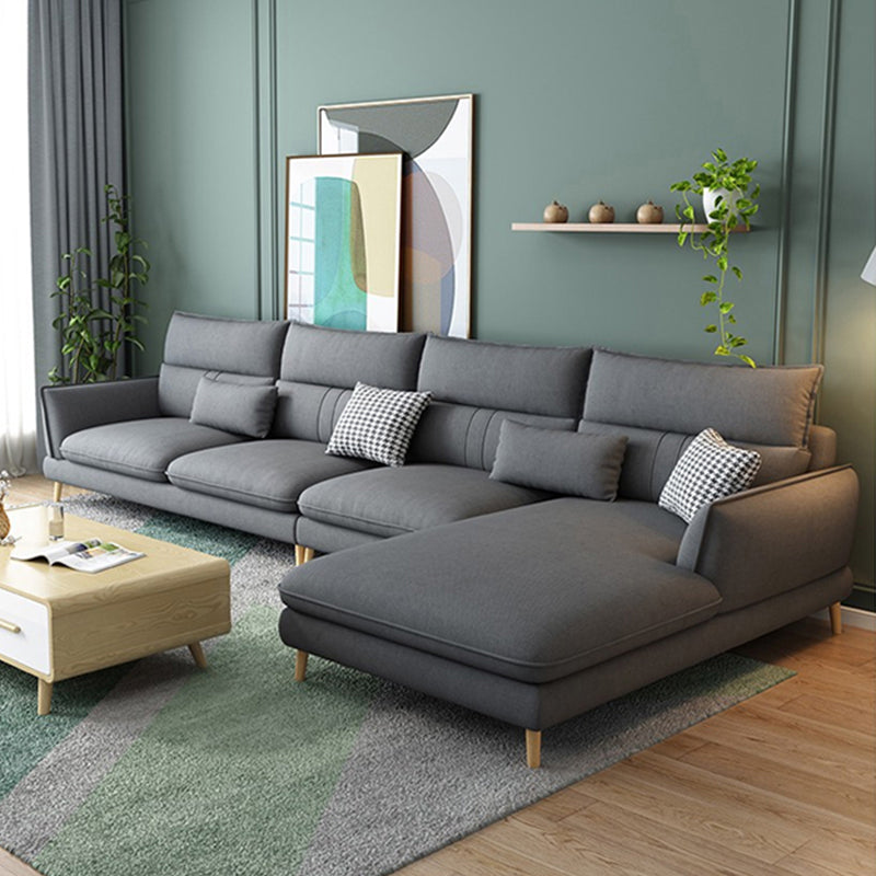 Contemporary Cushions Recessed Arm Living Room Fabric Stationary Sofa Chaise