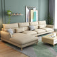 Contemporary Cushions Recessed Arm Living Room Fabric Stationary Sofa Chaise