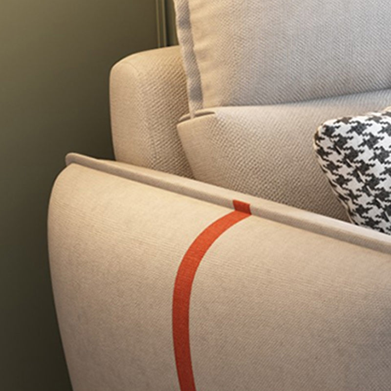 Contemporary Cushions Recessed Arm Living Room Fabric Stationary Sofa Chaise